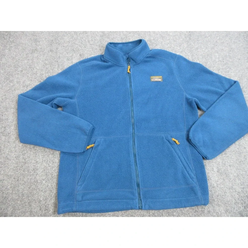 LL Bean Jacket Mens Medium Blue Mountain Classic Fleece Full Zip Outdoors Pocket
